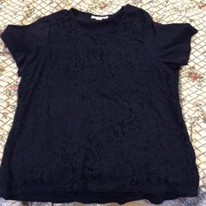 Coldwater Creek Navy blue, laced blouse